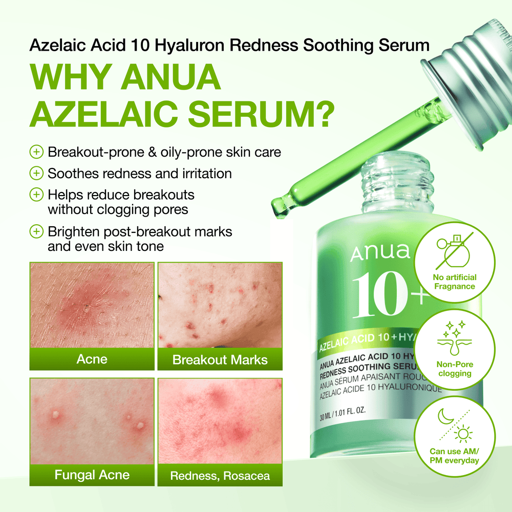 ANUA Azelaic Acid 10 Hyaluron Redness Soothing Serum – 30 ml