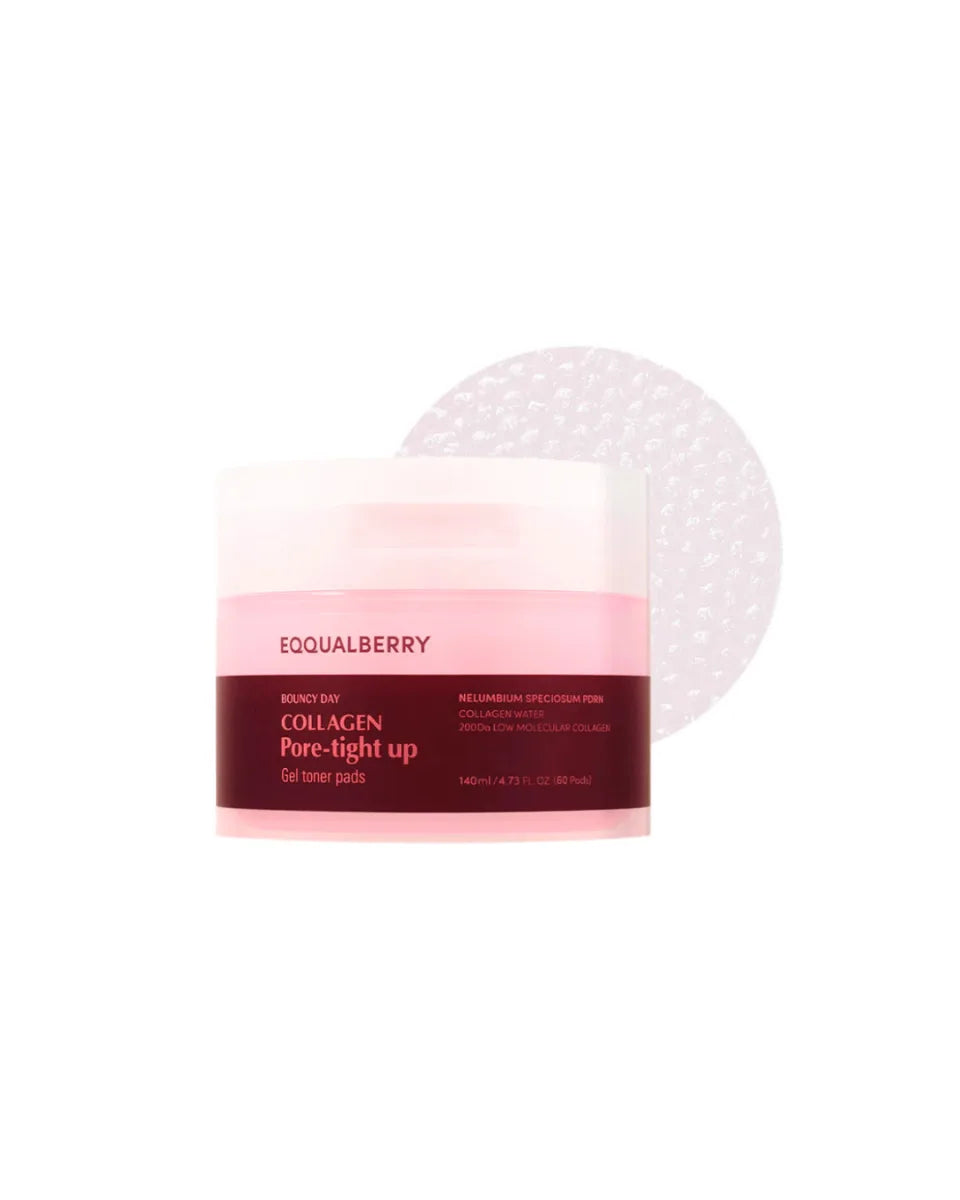 EQQUALBERRY Collagen Pore-Tight Up Gel Toner Pads – 140 ml (60 pads)