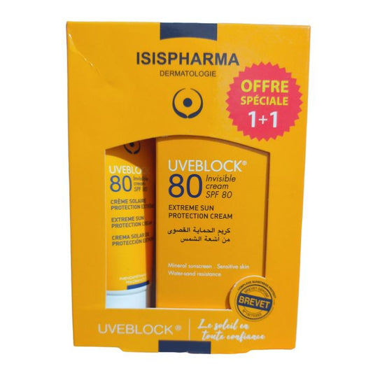 ISISPHARMA PACK PROMO UVEBLOCK 80 INVISIBLE **1+1**