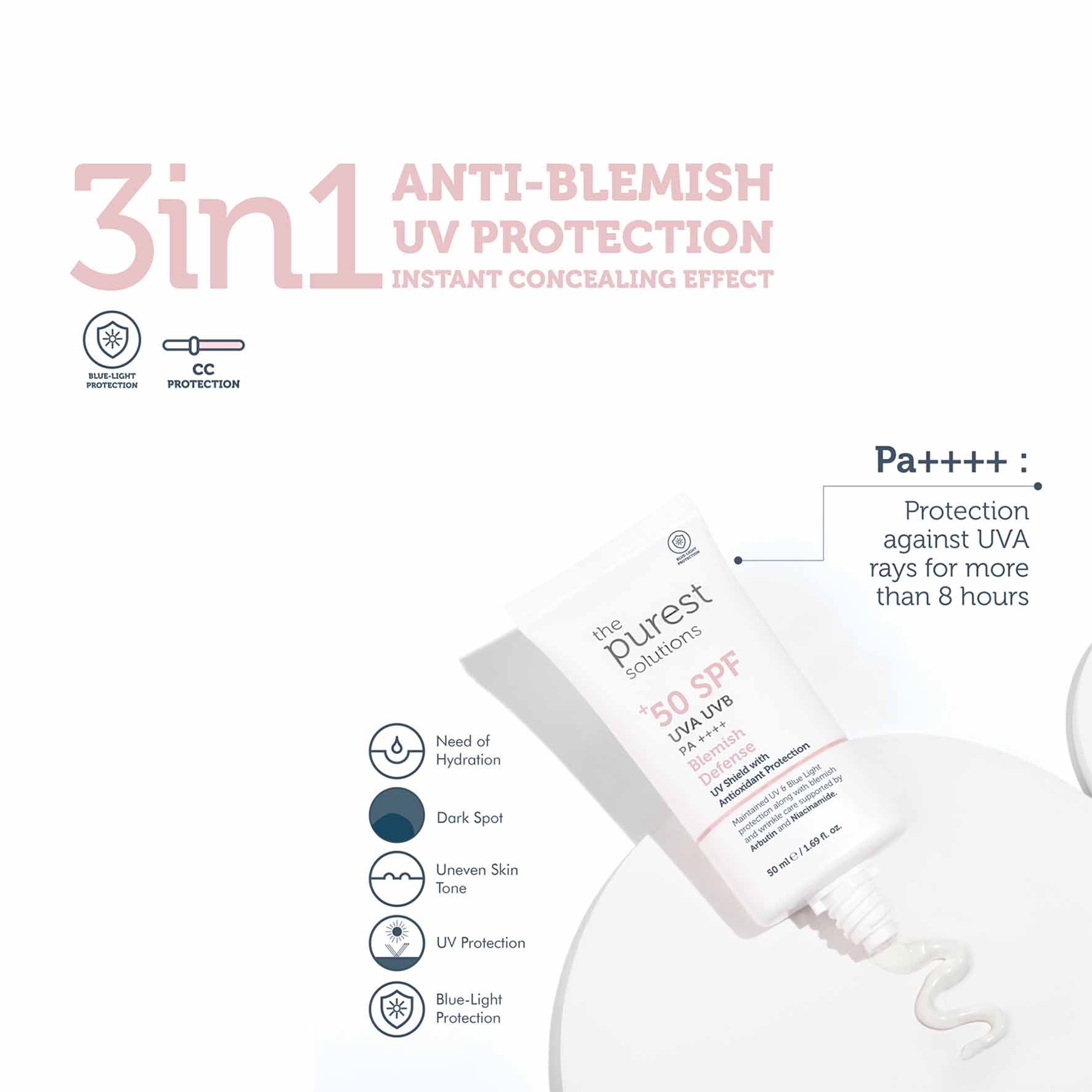 The Purest Solutions Blemish Defense UVA/UVB Antioxidant Protection For Blemish-Prone Skin 50+ SPF 50 ML