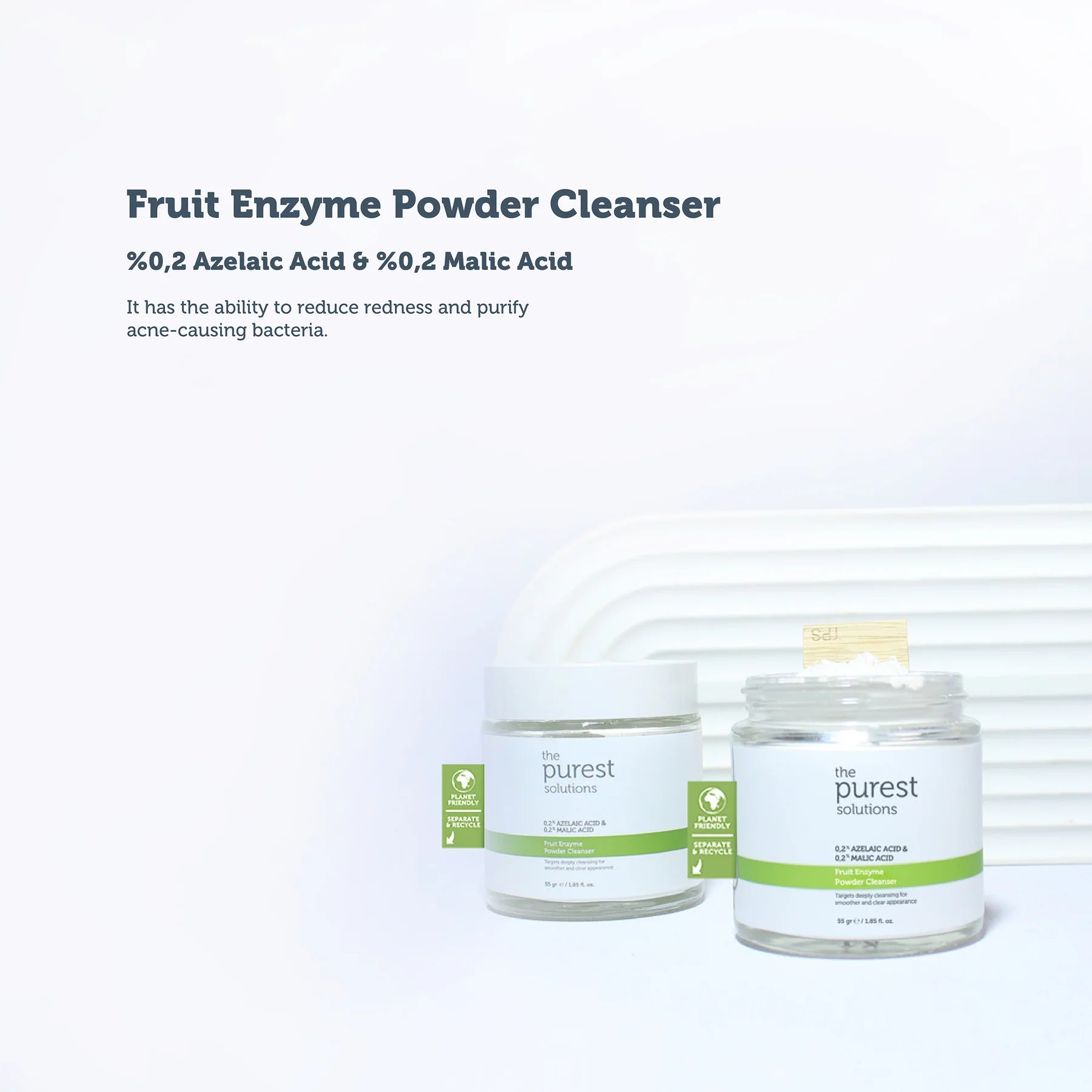 The Purest Solutions Fruit Enzyme Powder Cleanser 0,2% Azelaic Acid & 0,2% Malic Acid 55 GR