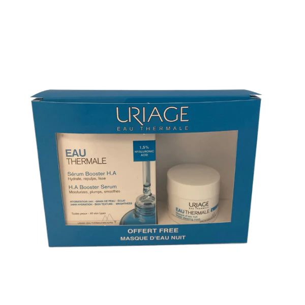 Coffret Uriage Eau Thermale Sérum Booster H.A + masque d'eau nuit