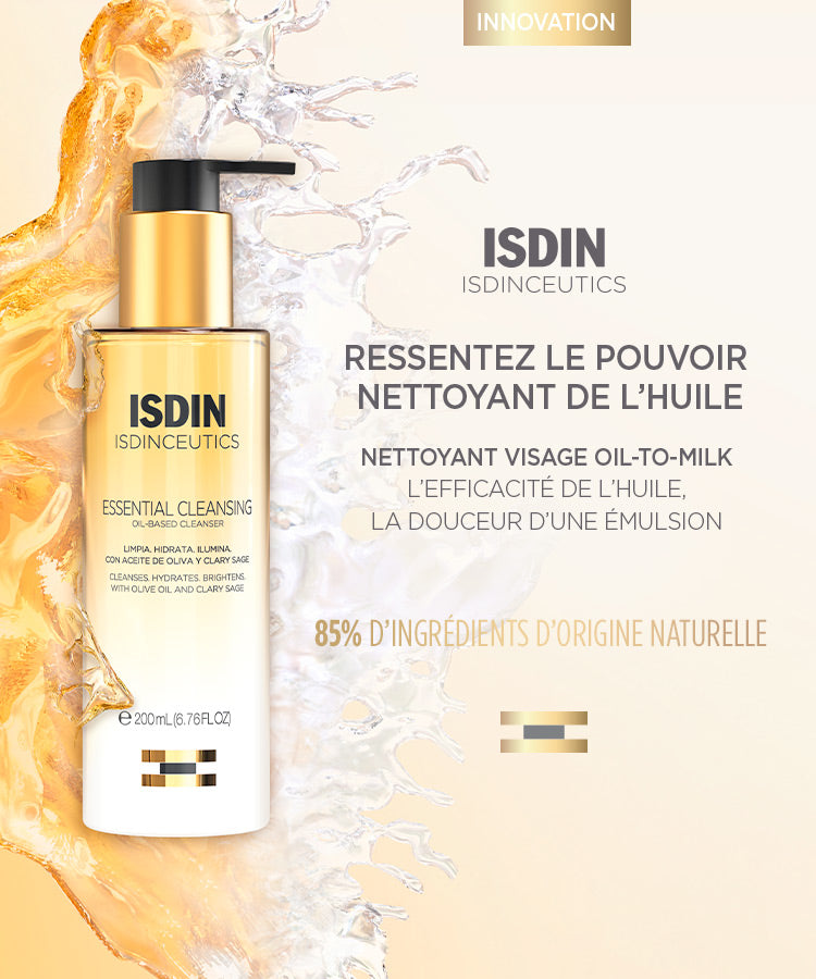 ISDIN ESSENTIAL CLEANSING HUILE NETTOYANTE ET DÉMAQUILLANTE VISAGE – 200 ML