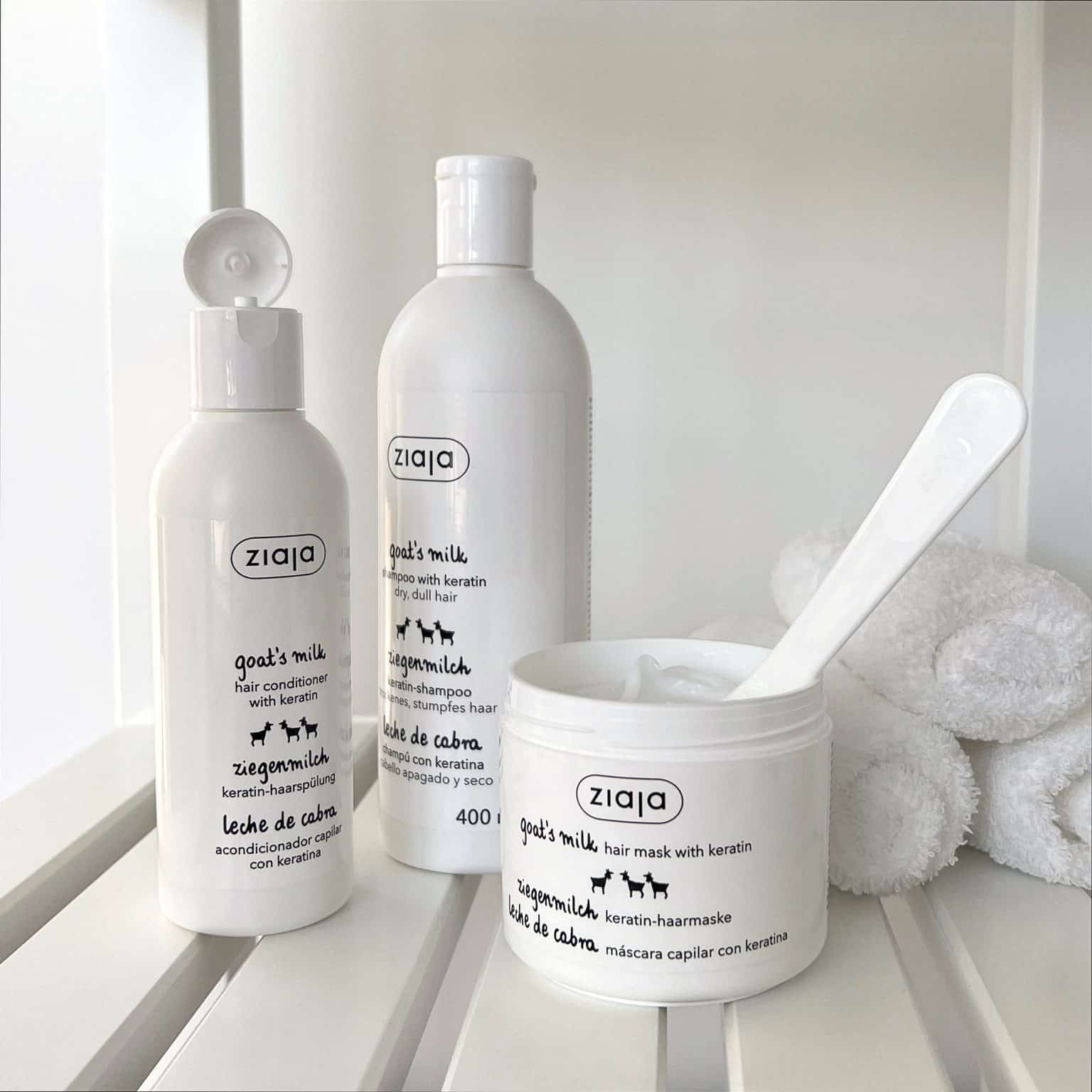 Ziaja Goats Milk à la Kératine – Shampoing 400 ml + Masque 200ml + Conditionner 200 Offert