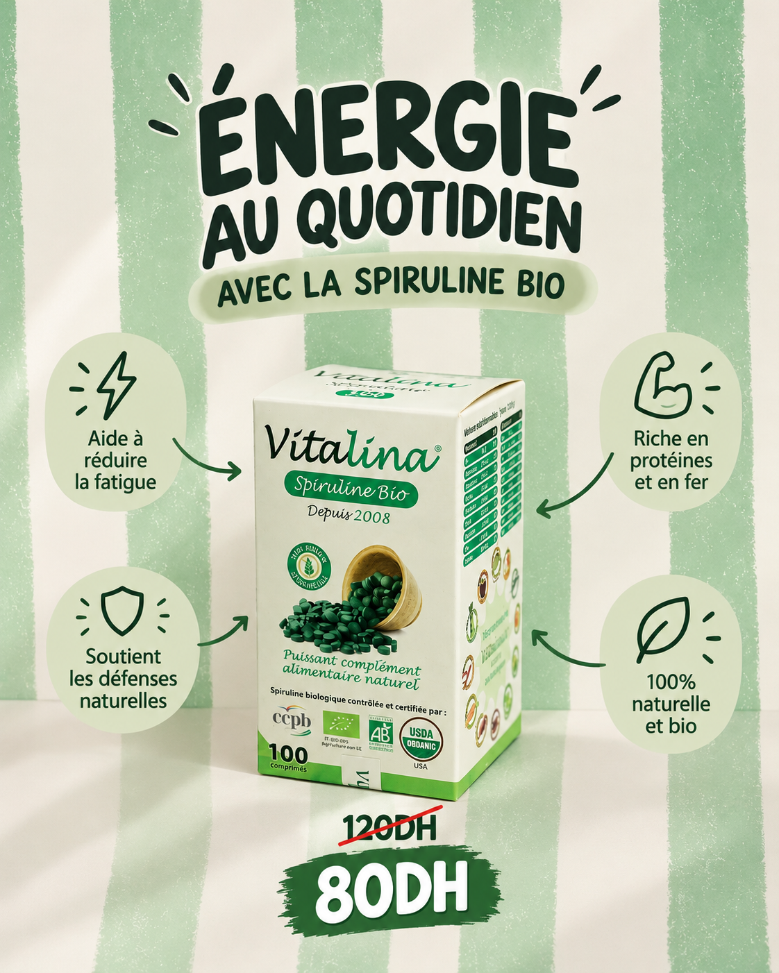 VITALINA SPIRULINE BIO 100 CPR