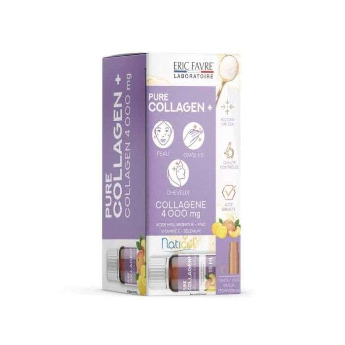 ERIC FAVRE Pure Collagen+ Saveur Pêche Citron – 10 ampoules de 15 ml
