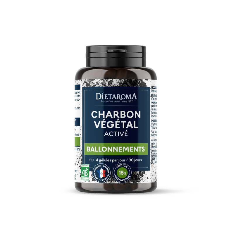 DIETAROMA Charbon Végétal Activé BIO – 120 gélules